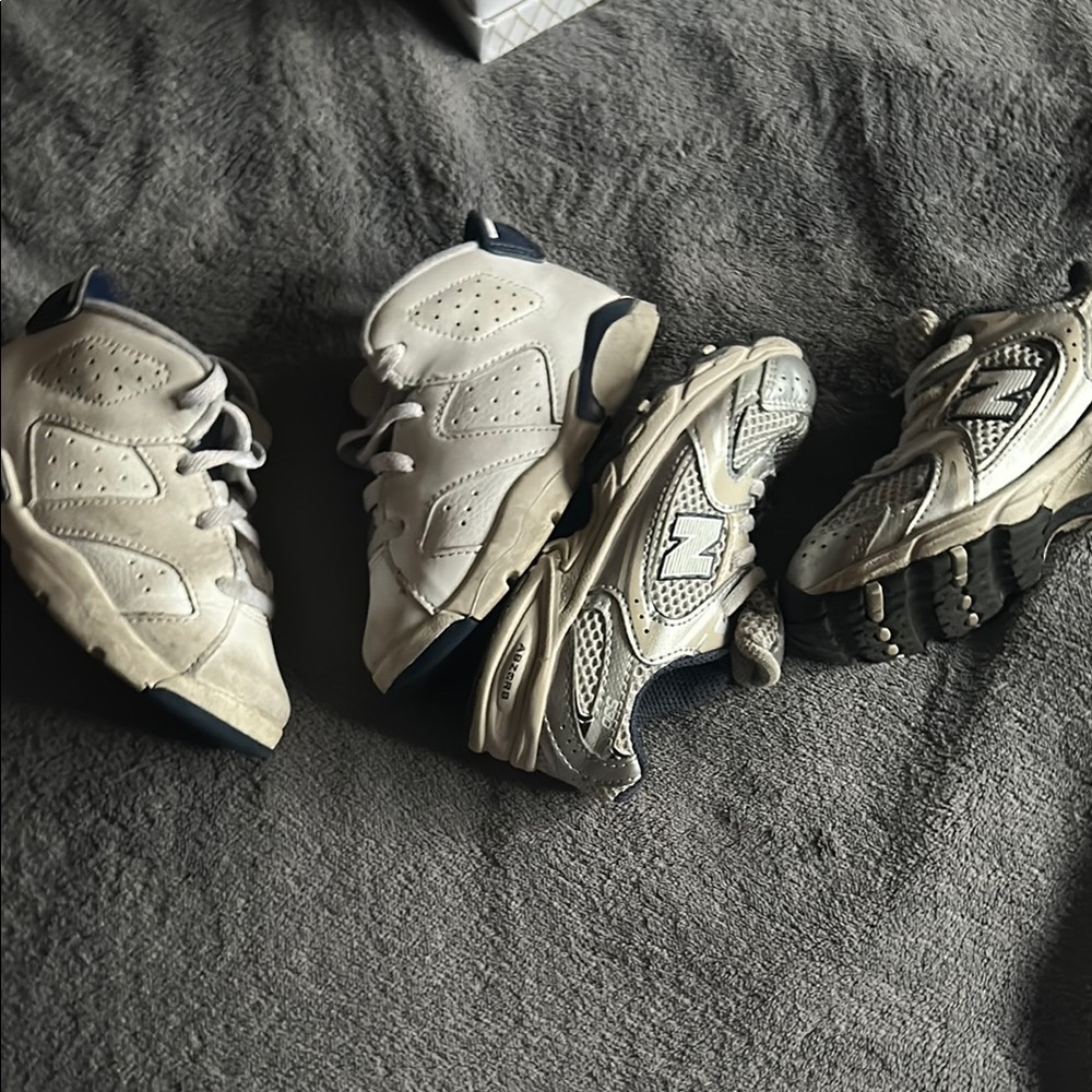 Jordan Kids White and Navy Sneakers